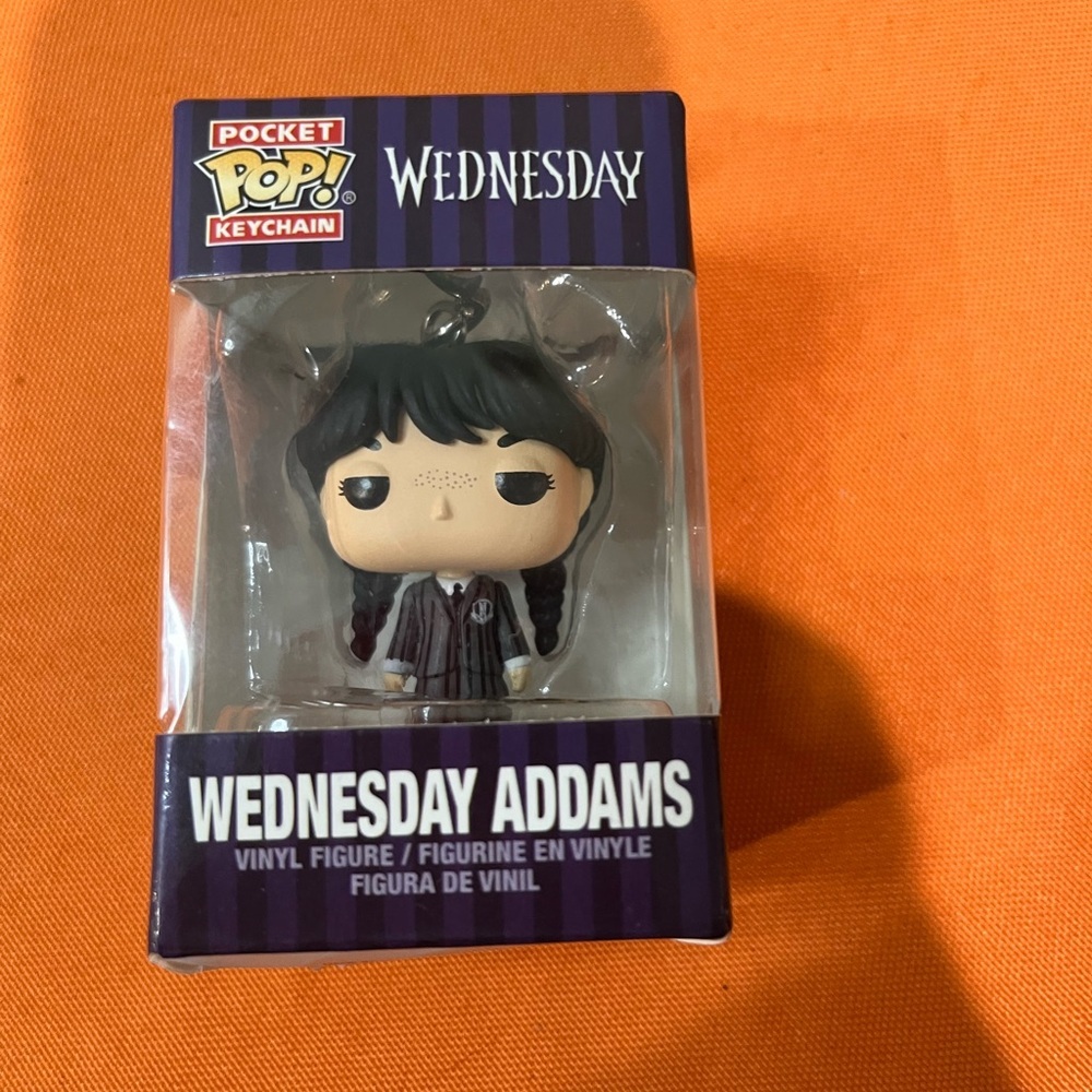 6/$25 Wednesday Addams Pocket Pop Keychain - Black and Gray - Picture 12 of 14